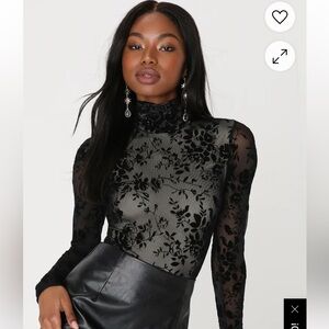 Black Floral Lace Women's bodysuit